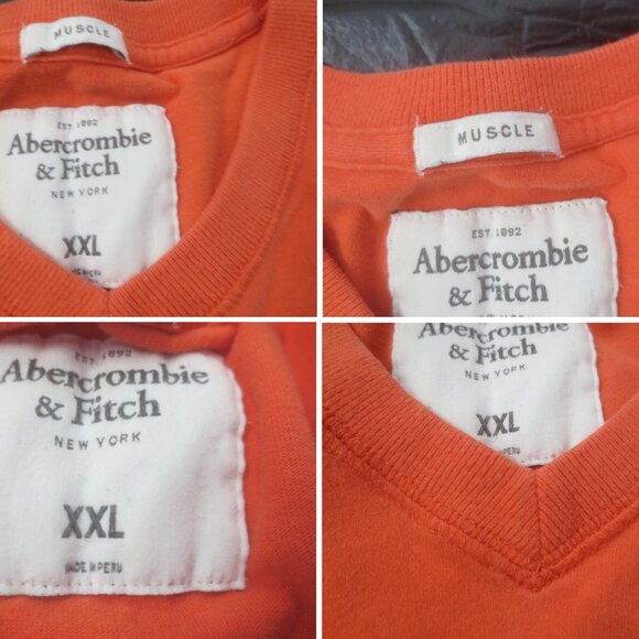 Abercrombie Fitch A & F Reverse Stitch V-Neck Sueded Cotton Muscle Cut T-Shirt - Picture 10 of 10